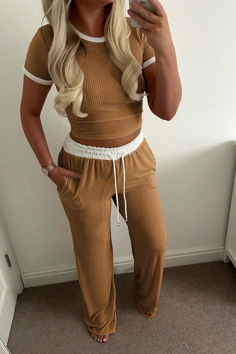 CWSTB01458_CROP TOP DRAWSTRING WIDE LEG PANTS 2 PIECE SET