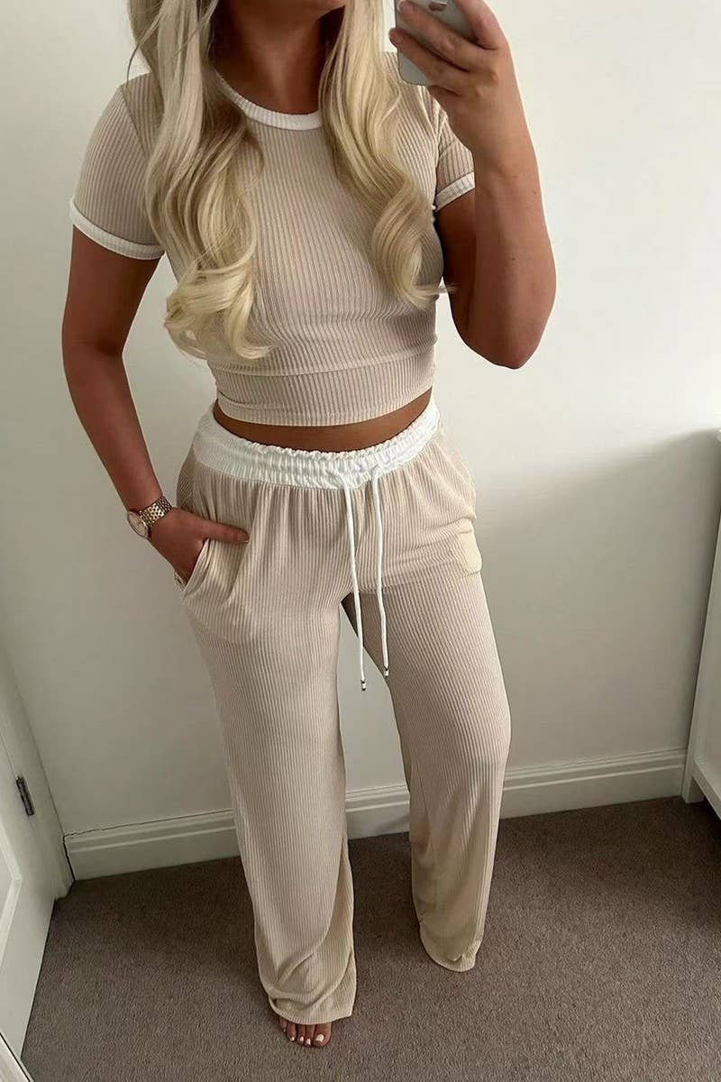 CWSTB01458_CROP TOP DRAWSTRING WIDE LEG PANTS 2 PIECE SET