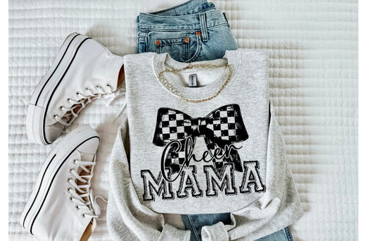 Checkered bow cheer mama
