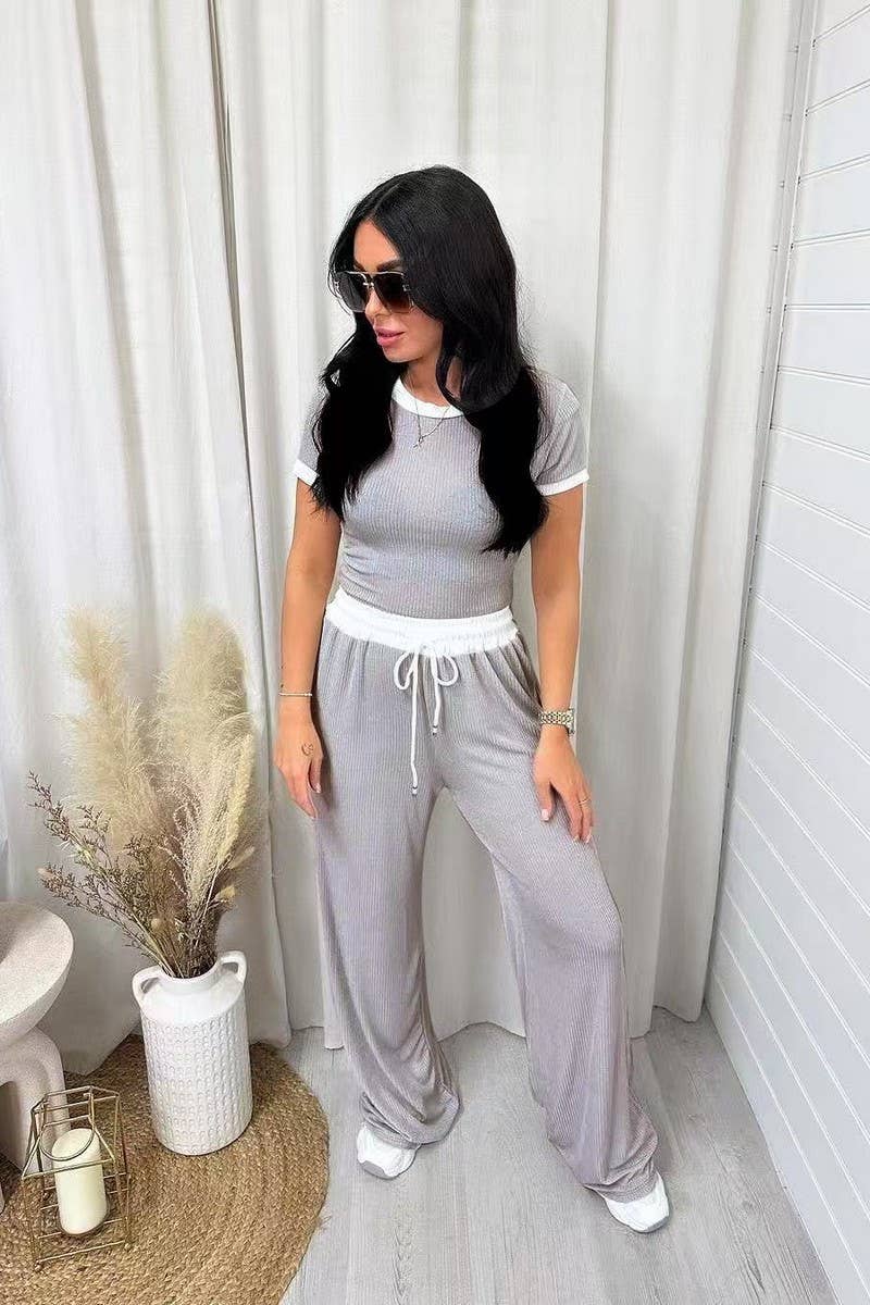 CWSTB01458_CROP TOP DRAWSTRING WIDE LEG PANTS 2 PIECE SET