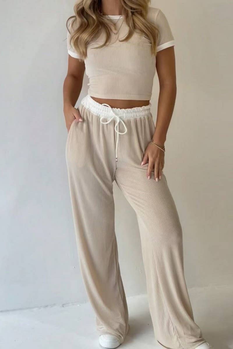 CWSTB01458_CROP TOP DRAWSTRING WIDE LEG PANTS 2 PIECE SET