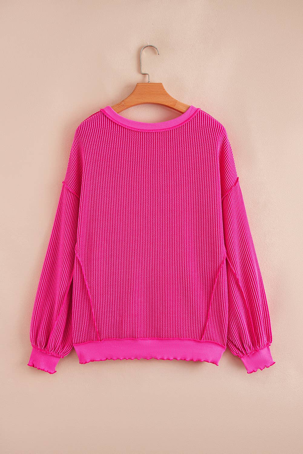 66 Sweetheart Hot Pink Lucky Distressed Knit Top (S-XL)